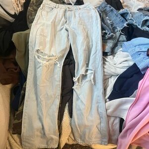 Garage Denim Light Wash 90s Ripped Jeans